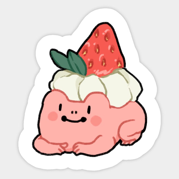 Strawberry frog Sticker by PeachyDoodle